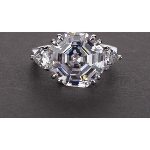 Charm Pagoda cut 6ct Topaz Diamond Ring 100% 925 sterling silver Engagement Wedding band Rings for Women men Party Jewelry