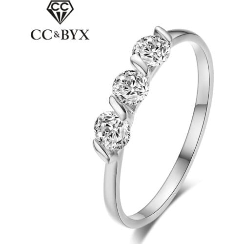 CC Fashion Jewelry Rings For Women Cubic Zirconia Silver Color Charm Romantic Bridal Wedding Ring Engagement Anello CC1033