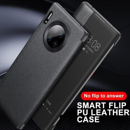 Flip Cover for Huawei Mate 30 Pro Case Smart Touch View Cross texture Flip Leather Case for Huawei Mate30 Protector Case Shell