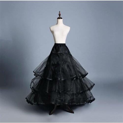 2019 Black Petticoat In Stock Free Waist Size Sweep Train Tiered Ruffle Tulle Dress
