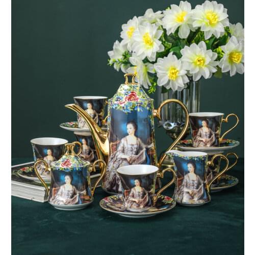 European coffee cup small luxury retro suit bone china high-grade exquisite ceramic flower cup British afternoon tea set