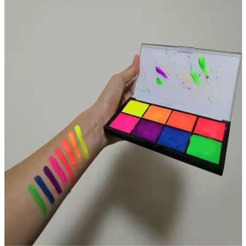 8-Color Face Painting Fluorescent Palette Water Based Customized Logo Party Safety Pigment