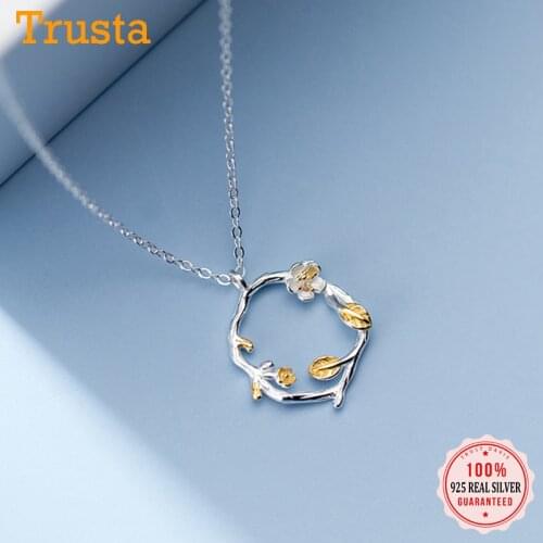 Trustdavis Real 925 Sterling Silver Fashion Sweet Wreath Choker Necklace For Women Wedding Valentines Day Fine Jewelry DA2329