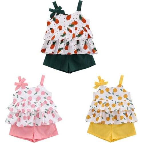 Bobora Girls Clothing Sets Summer Kids Clothes Floral Halter+ Shorts Children Clothing 1111