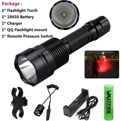 C12 Red LED L2 Hunting flashlight Aluminum Tactical flashlight Torch USB Rechargeable Linterna Waterproof for 18650