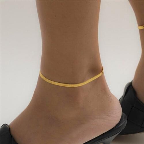 Summer Simple Snake Chain Anklet Bohemian Vintage Gold Sliver Color Beach Footwear Leg Bracelets New Female Foot Jewelry Gifts