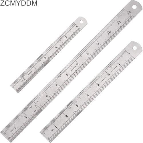 ZCMYDDM 1/3PCS Double Sided Stainless Steel Straight Ruler with Inch and Metric Graduation Sewing Ruler DIY Sewing Accessories