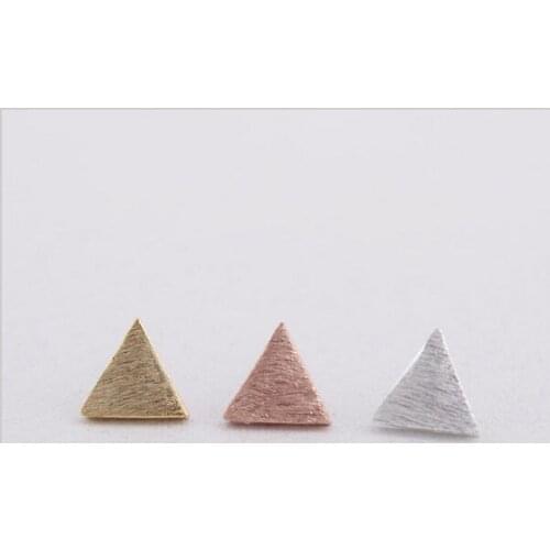 Fashion Triangle stud Earrings Classic Brushed Surface Design