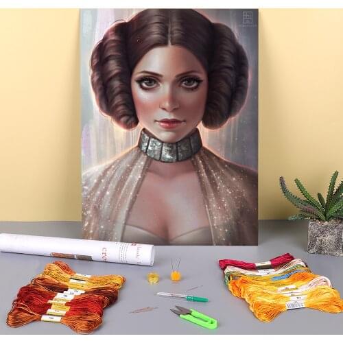 Cartoon Girl Woman Printed Fabric 11CT Cross-Stitch DIY Embroidery Complete Kit DMC Threads Painting Sewing Knitting Jewelry