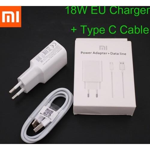 Original Mi6 Charger QC3.0 Quick 12V 1.5A EU Plug Wall Fast Charge Adapter Typec Cable For mi 8 se 8 6 mix 3 2s 2 max 3 a2 a1
