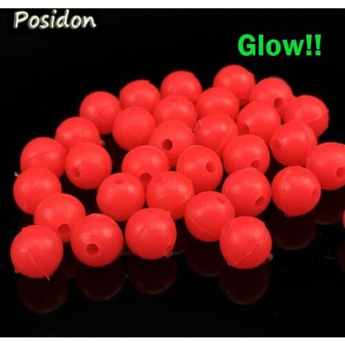 Posidon 1000pcs/Bag Various Size Red Color Round Luminous Fishing Float Beads Fishing Glow Beads Luminous Fishing Soft Beads