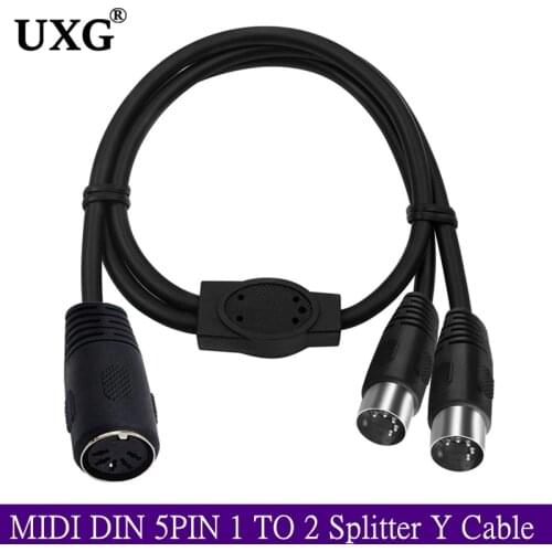 MIDI DIN 5Pin Splitter Y Adapter Cable MIDI 5 Pin Female To Dual 2 X DIN-5PIN Male Extension Audio Cable MIDI Keyboard Guitar