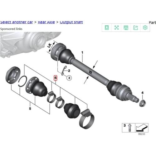 Repair kit bellows, interior for BMW 5' E60 LCI 520d Output shaft 33217572440