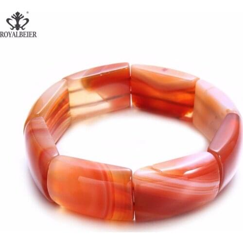 ROYALBEIER Top Selling Elastic Bracelet Mixed Colors Natural Stone Rectangle Beaded Bracelets&Bangles for Women Jewelry SZ0619