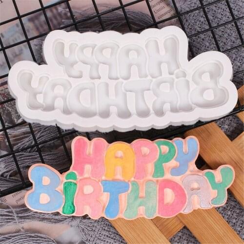 DIY Happy Birthday shape Sugarcraft Silicone Molds letter Gumpaste Chocolate Fondant Moulds Pastry Cake Decorating Tools 2021