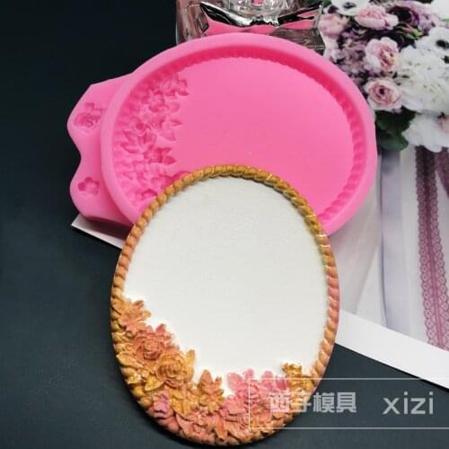European style retro rose photo frame silica gel mold turning sugar chocolate making tool pattern DIY aromatic gypsum