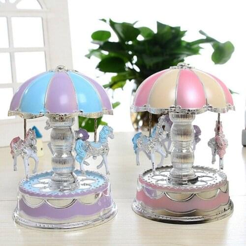 Light Dome Carousel Music Box Gift Decoration Music Box Child Girl Birthday Christmas Gift Holiday Wedding Party Decoration