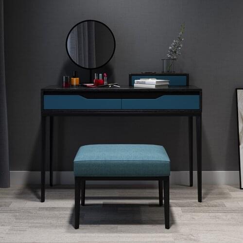 Nordic Dressing Table Bedroom Small Net Red Belt Blue Drawer Dressing Table Simple Solid Wood Cosmetic Table