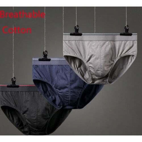 Cozy Mens Briefs Breathable Cotton Mid Rise Underpants Cueca U Pouch Male Panties Comfortable Solid Color