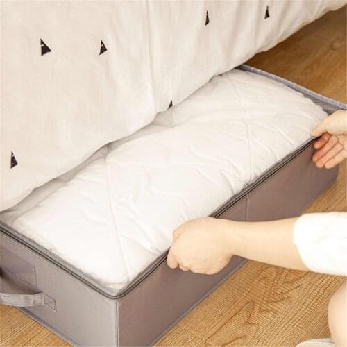 Underbed Storage Box 210D Fabrics Underbed Storage Bags With Zips Clear Window Clothes Organizer For Bedroom Home Use