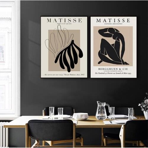 Vintage Beige Wall Pictures Home Decor Henri Matisse Abstract Painting Minimal Illustration Wall Art Canvas Prints