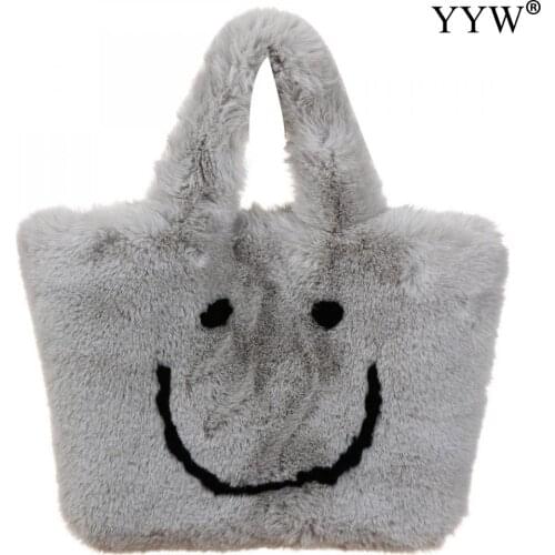 New Flannelette Handbag Cute 2021 Fashion Soft Surface Bags For Women Simple Shopping Tote Bag Female Shoulder Messenger Bags