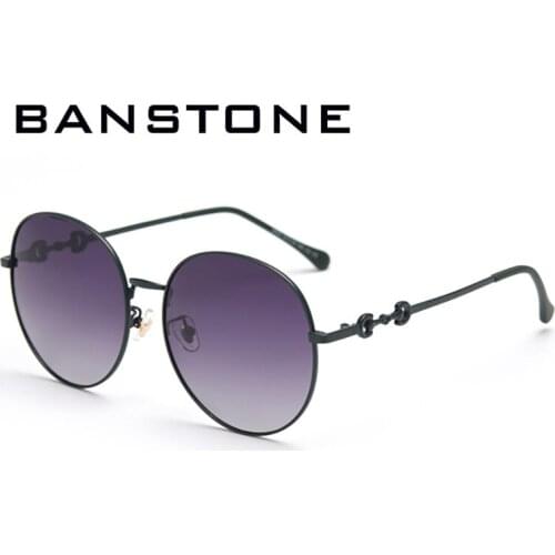 BANTONE Women Fashion Big Round Black Gold Frame Sunglasses Men Gradient Polarized Sunglasses Driving Fishing Eyewear UV400