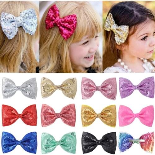 30 Color 4.7 Inch Girls Cute Glitter Mermaid Sequins Scales Hair clips Boutique Hair Bows Women Hairpins Kids Hair Accessories