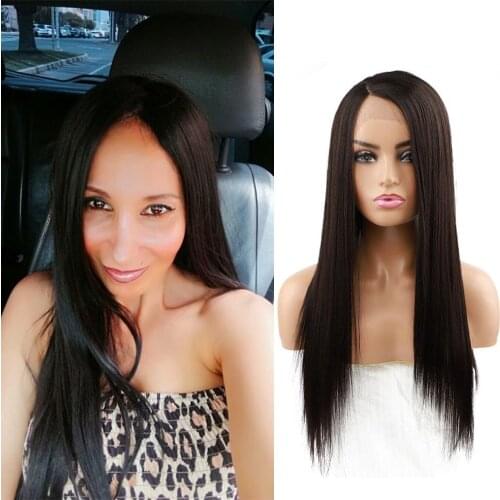 Blice Synthetic Lace Front Wig Breathable Side Part Long Straight Hair Wigs Heat Resistant Fiber For Women