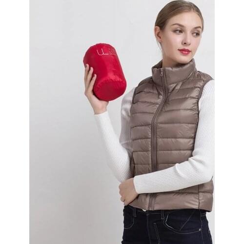 Ultralight Down Vest Women 2021 New Stand-collar Sleeveless Women Duck Down Waistcoat Puffy Padded Warm Vest Jacket