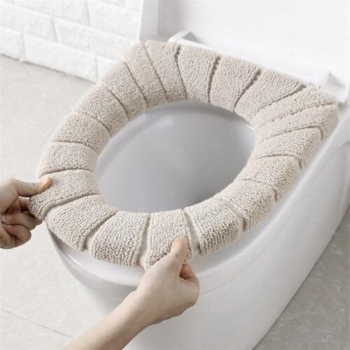 1 Pcs Toilet Seat Cover Soft Comfortable Washable Solid Winter Warm Closestool Mat Commode Seat Lid Pad Bathroom Decor 3