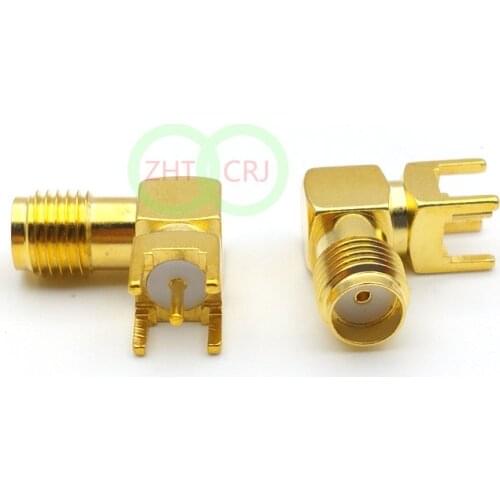 100pcs Gold SMA female right angle solder PCB mount RF connector