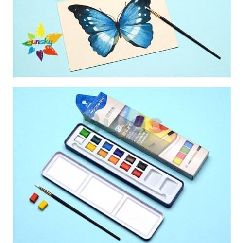 12 color original marco hand painting solid water color cake scholar water color pigment Chinese painting pigments set
