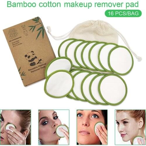 16Pcs Reusable Bamboo Cotton Pads Washable Makeup Remover Pad Soft Face Skin Cleaner Facial Cleaning Beauty Tool With Box