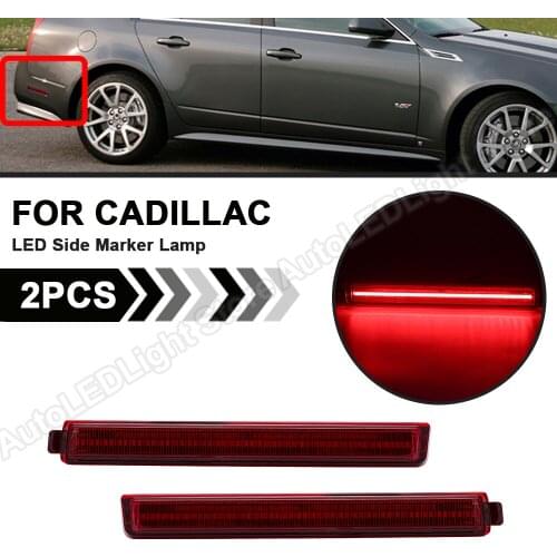 2Pcs Smoked/Red Rear Bumper LED Reflector Side marker Light lamp For 2008 2009 2010 2011 2012 2013 Cadillac CTS Cadillac CTS-V