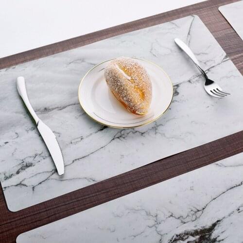 2Pcs Marble Pattern Stripe Placemat Dishware Coasters Table Mat Kitchen Tableware Pad DIY Wedding Party Decorative Mat
