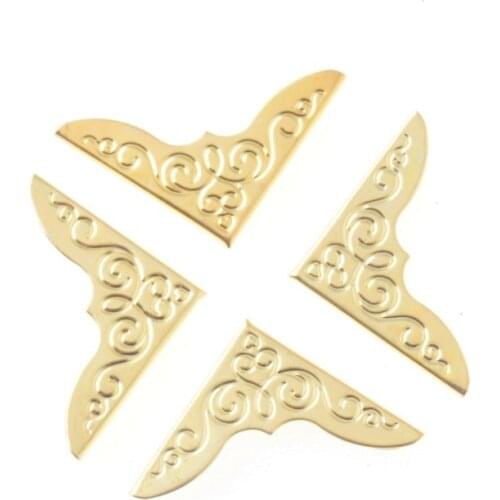 25PCs Gold Plated Book Scrapbooking Albums Menus Folders Corner Protectors (Fits 3mm thick) 32x23mm F1214