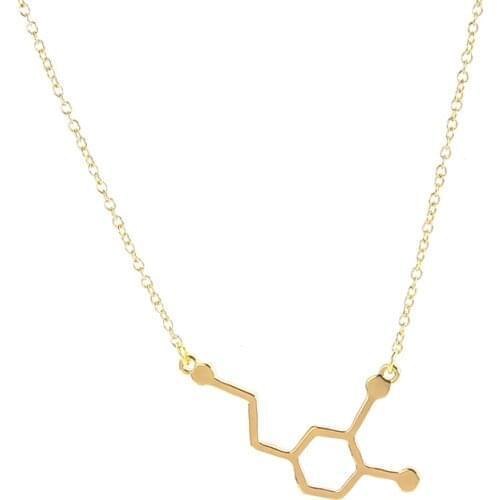 5pcs Chemical Dopamine Molecular Necklace Geometry Elixir of Love Hormones Choker Pendant Necklace Jewelry for Lovers