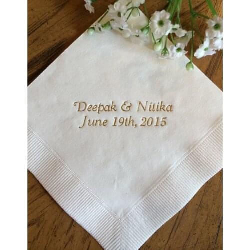 50 Personalized Napkins Wedding Customised Cocktail Beverage Paper Anniversary Party Monogram Custom Luncheon Avail