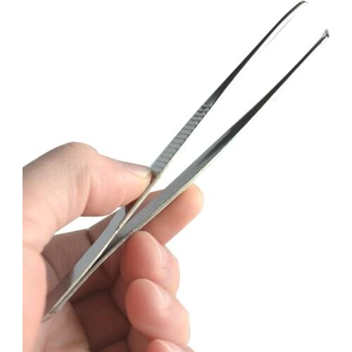 50 Pcs Medical high precision stainless steel tweezers thick round anti-skid teeth clamp 12.5cm/4.92"