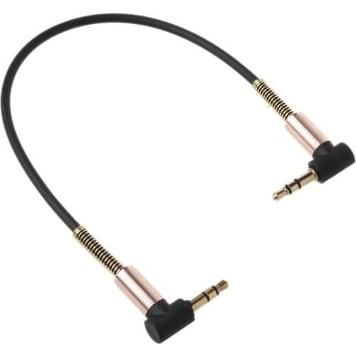 24cm Dual 90 Degree Nylon 3.5 mm to 3.5mm Male Jack Audio Cable Car Aux Cord for iphone Samsung Xiaomi MP3 Speaker