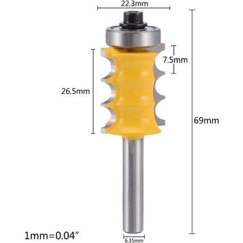 1/4" Shank Large Triple Bead Column/Face Molding Router Bit Tungsten Carbide Milling Cutter For Woodworking Edge Jointing