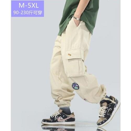 Functional Cargo Pants Mens Embroidery Labeling Loose Tappered Straight Casual Trousers Fashion Japanese Streetwear Pants 5XL