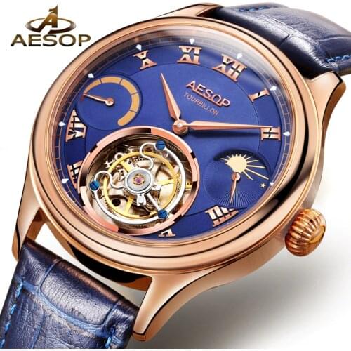 Relogio Masculino AESOP Brand Luxury Gold Watches Mens Fashion Waterproof Original Tourbillon Mechanical Automatic Watches Clock