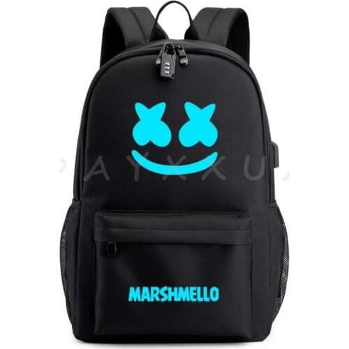 Children Backpack School Bags For Boy Girls Anime Luminous DJ marshmello Backpack Kids Waterproof Bag USB Charging SchoolBag