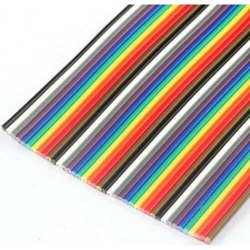 Length 1m Width 8-50Pin Rainbow Color Flat Ribbon Cable Idc FC Wire 1.27mm for FC IDC 2.54mm Connector