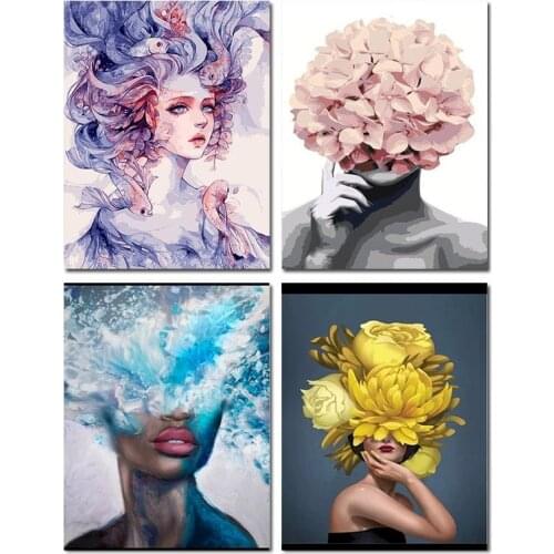 GATYZTORY 60x75cm Paint By Numbers For Adults Flower Woman Drawing On Canvas Scenery Home Decor Acrylic Paints Decorative Frames