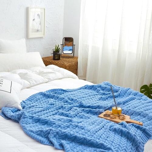 Cotton linen knitted blanket sofa air conditioning nap nordic knitting blanket linen cotton wool blanket blanket