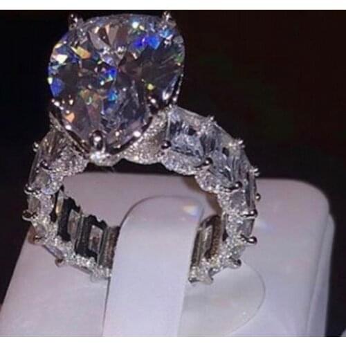 2020 Handmade Water Drop 8ct Lab Diamond Ring 925 sterling silver Jewelry Engagement Wedding band Rings for Women men Bijou Gift