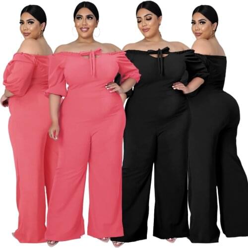 Sexy Off The Shoulder Jumpsuit Women Wide Leg Rompers Plus Size 4XL Elegant Long Black Playsuit Overall Birthday Outfits